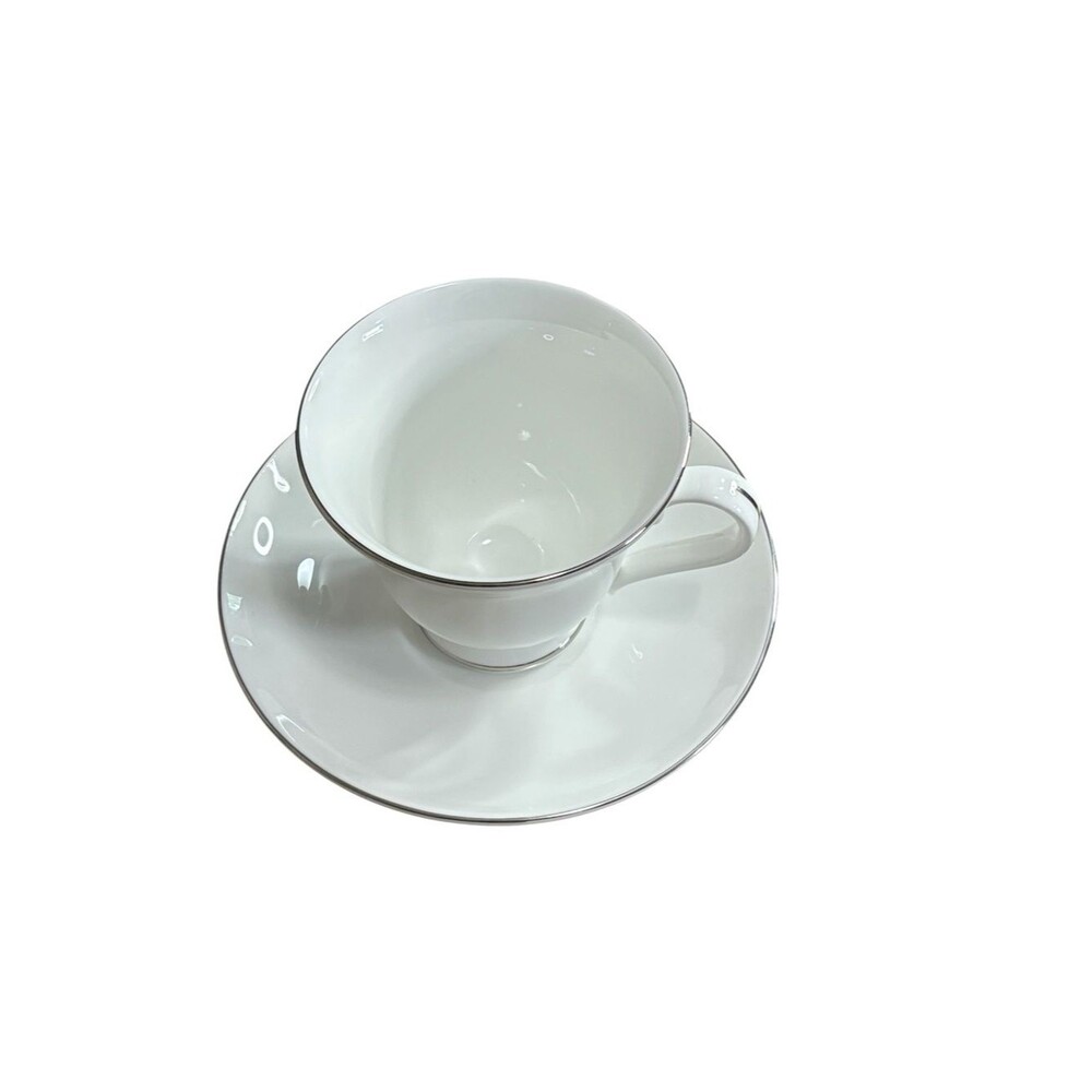 WEDGWOOD Signet Platinum Victoria shape Tea Cup & Saucer. New replacement - Picture 2 of 4